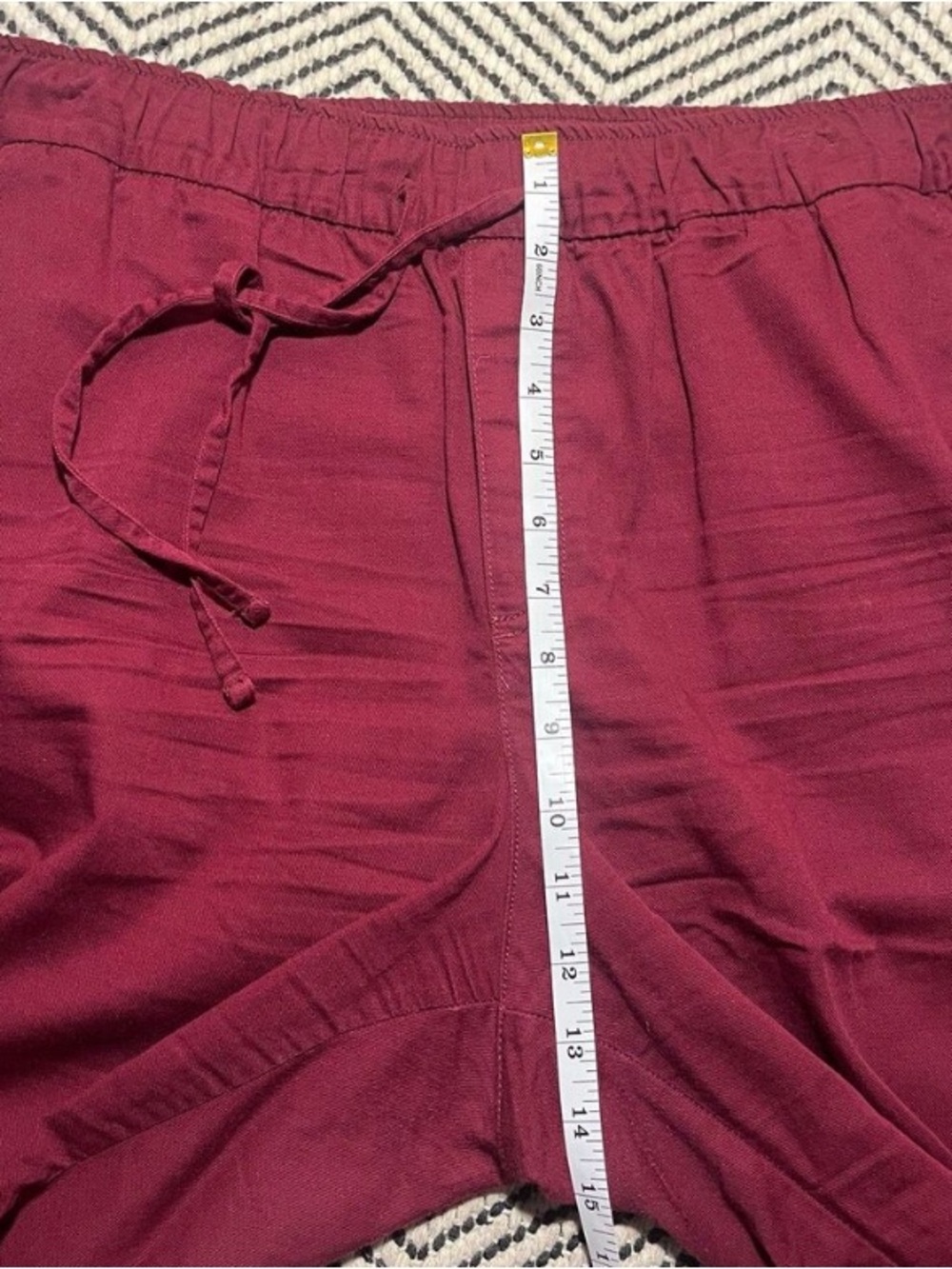 GAP Easy Pant Maroon / Wine High Rise Wide Leg Red Cotton Blend Drawstring Capri - Picture 5 of 7